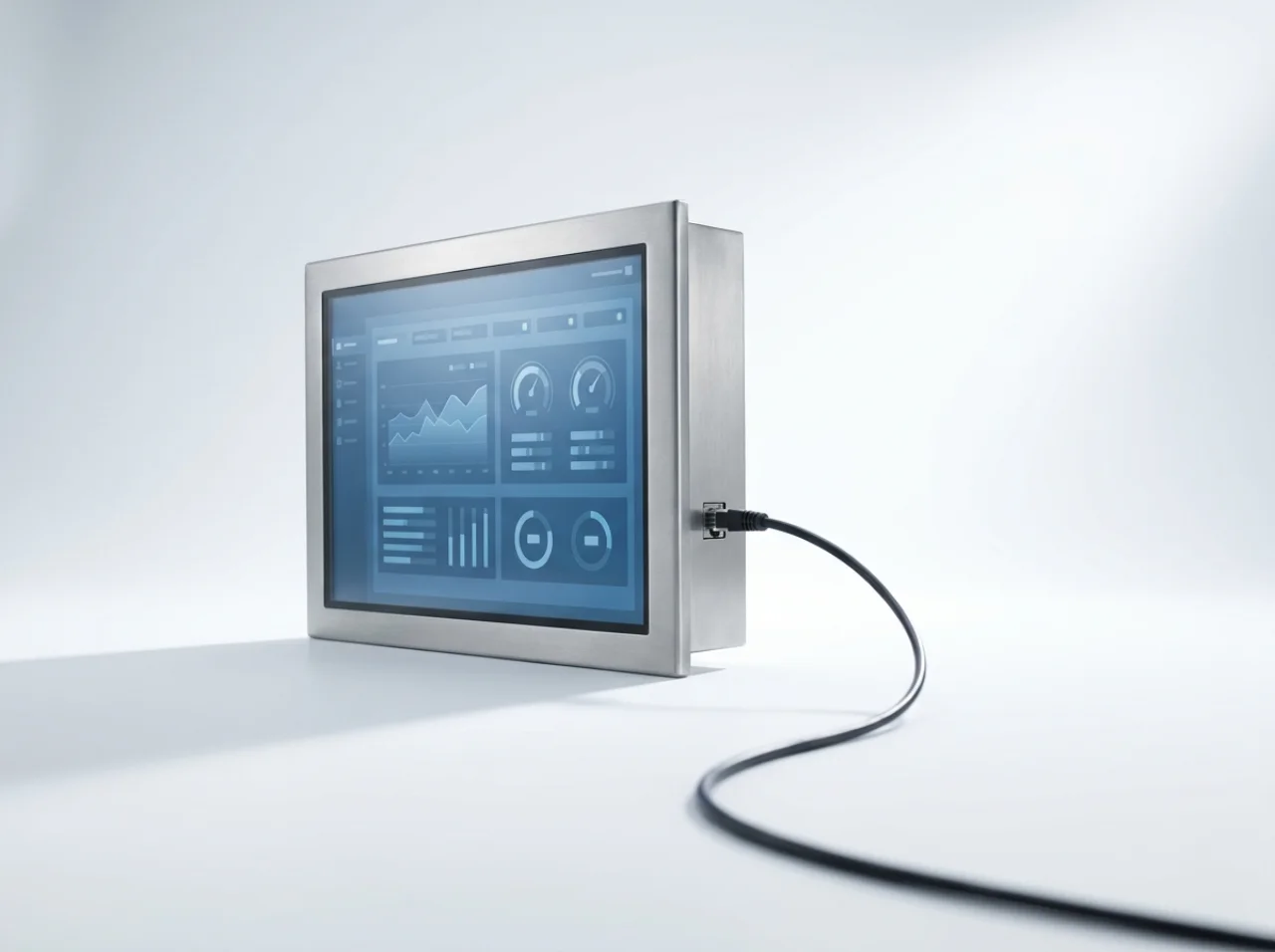 Industriemonitor, angebunden über ein einziges Netzwerkkabel per HDBaseT